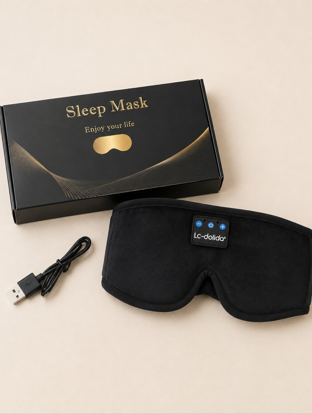 LC-dolida Bluetooth 3D Sleep Mask Headphones Wireless Black Eye Cover New In Box